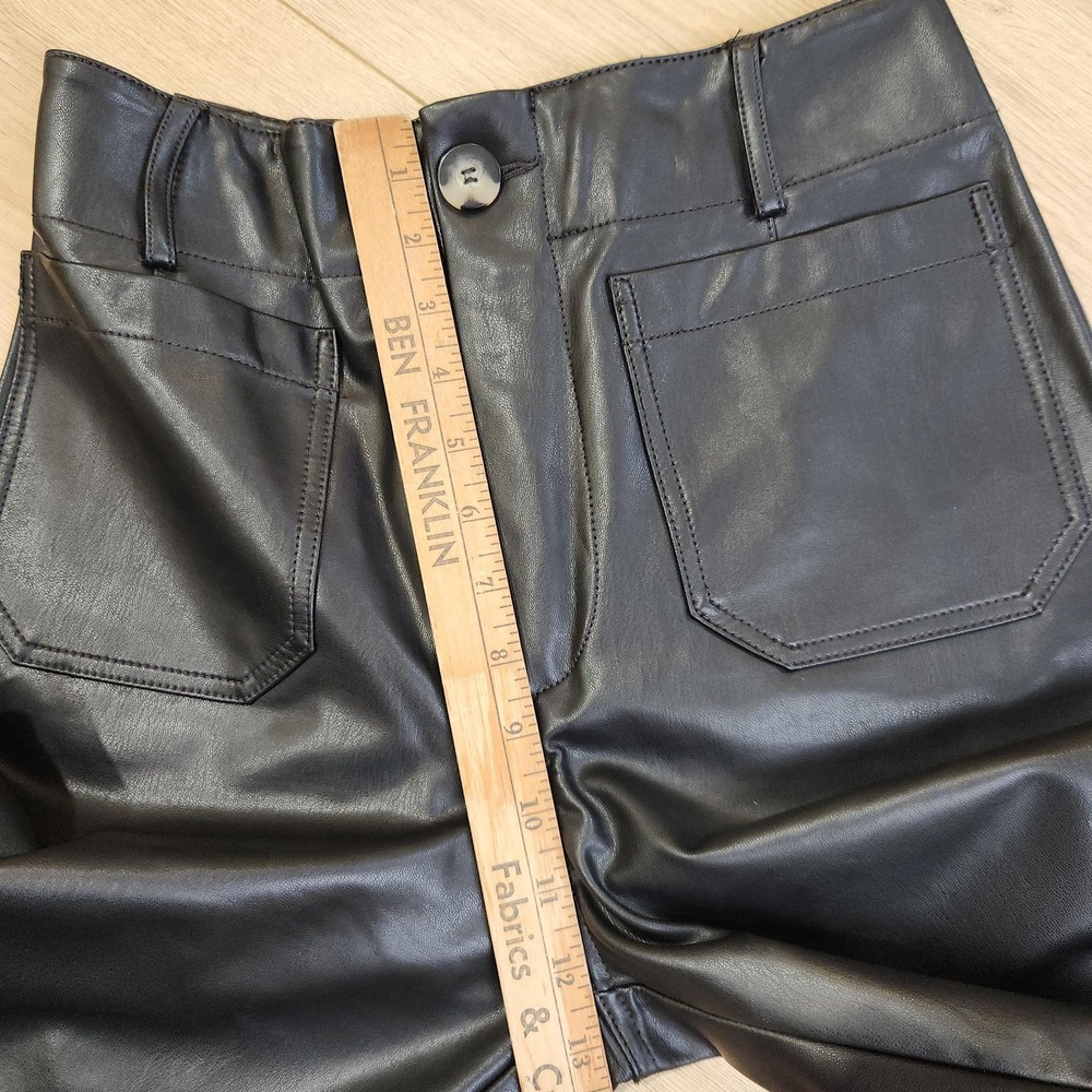 Maeve Pants Womens 27 Black The Colette Faux Leather Cropped‎ Wide Leg High Rise - Picture 6 of 8